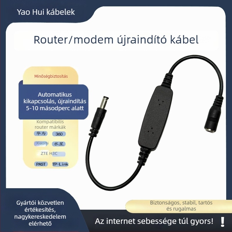 Router adapterkábel, 5.5 mm férfi – 5.5 mm női csatlakozás, réz vezeték, Yaohui 031