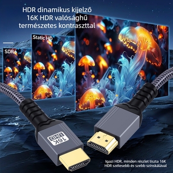HDMI Mini HDMI–HDMI adapter kábel, ónozott réz vezetők, aranyozott csatlakozók