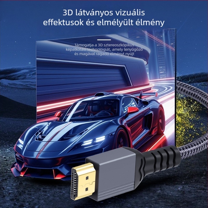 HDMI Mini HDMI–HDMI adapter kábel, ónozott réz vezetők, aranyozott csatlakozók