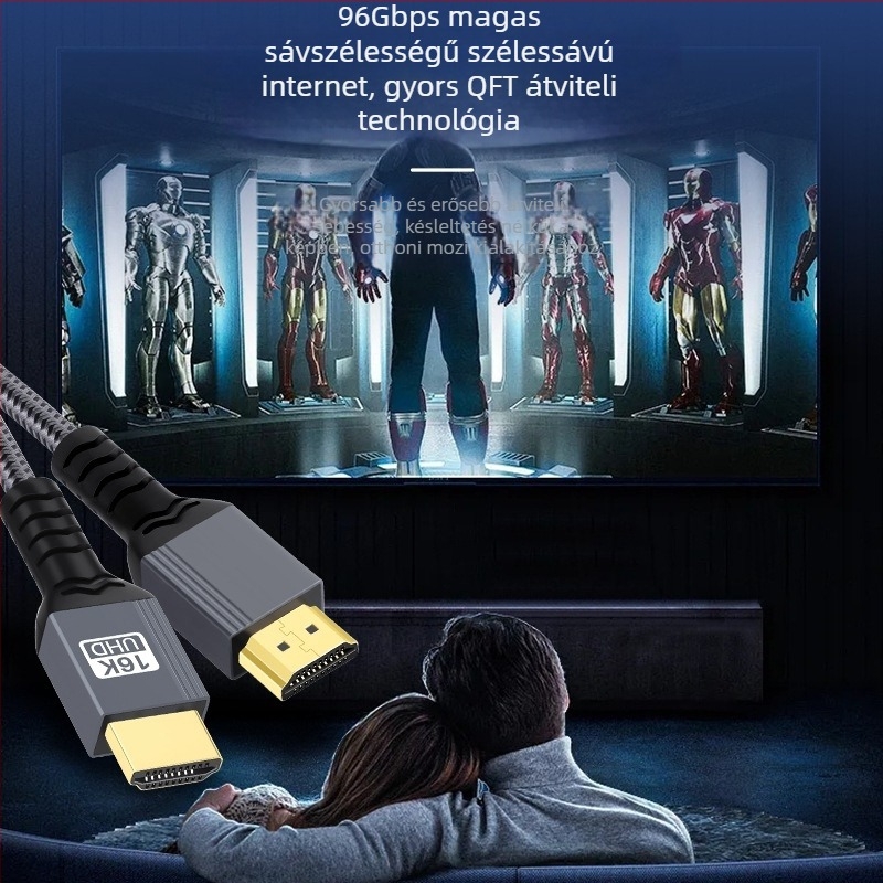 HDMI Mini HDMI–HDMI adapter kábel, ónozott réz vezetők, aranyozott csatlakozók