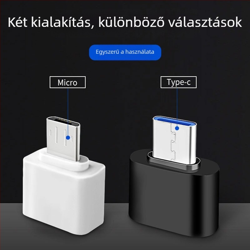 OTG adapter Micro USB és USB-C csatlakozókkal, több interfész adatkábel Android eszközökhöz