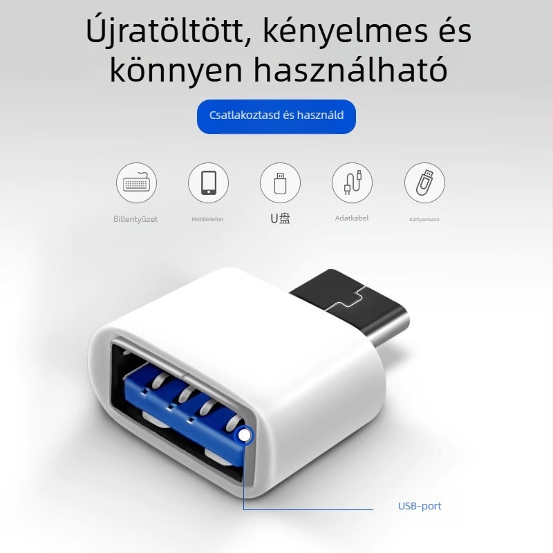 OTG adapter Micro USB és USB-C csatlakozókkal, több interfész adatkábel Android eszközökhöz