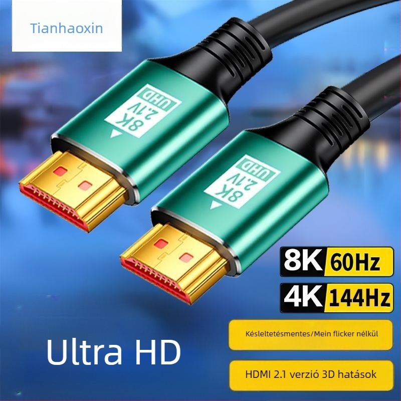 HDMI-kábel oxigénmentes rézből, aranyozott csatlakozók, adapterkábel, HDMI hím-hím (hossz: 1.15m/2.3m/5m)