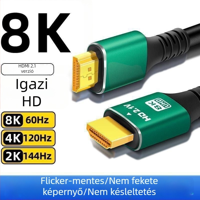 HDMI-kábel oxigénmentes rézből, aranyozott csatlakozók, adapterkábel, HDMI hím-hím (hossz: 1.15m/2.3m/5m)