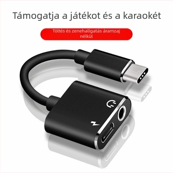 Type-C‑ről 3,5 mm-es hanghoz és töltéshez 2 az 1-ben adapter