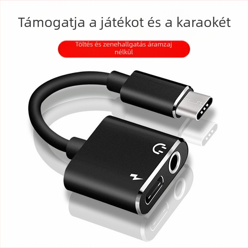 Type-C‑ről 3,5 mm-es hanghoz és töltéshez 2 az 1-ben adapter
