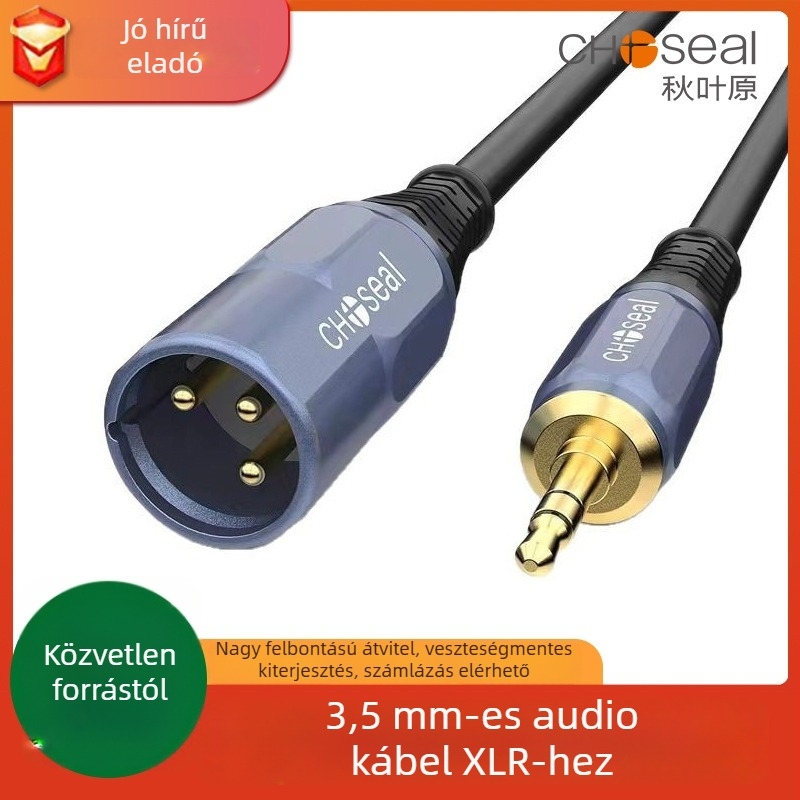 Akihabara QS3520G 3,5 mm-es XLR férfi audiókábel, AV vonal, aranyozott réz vezető, ROHS