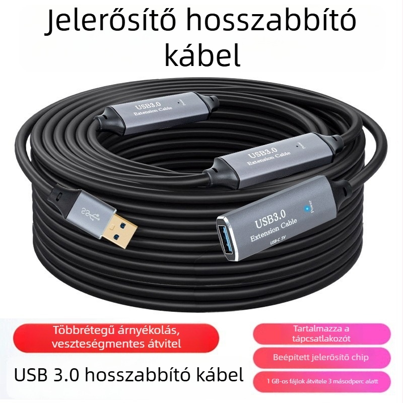 USB 3.0 hosszabbító kábel 10 m konferencia kamera számára jel-erősítéssel