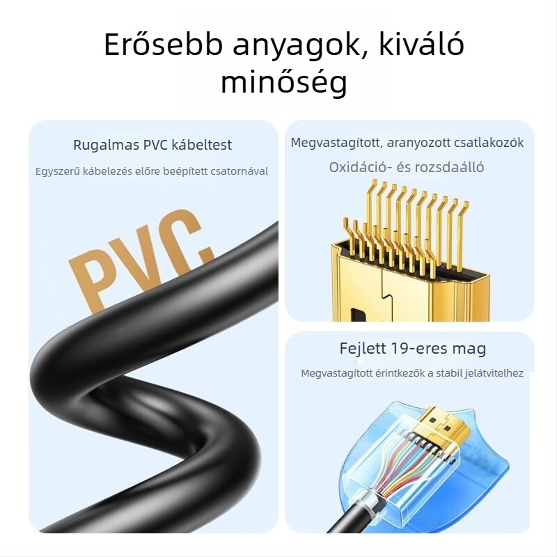 Mini HDMI a standard HDMI kábel monitorhoz és TV-hez, 4K, teljes réz, aranyozott kivitel, 5 m hosszú, adapterkábel