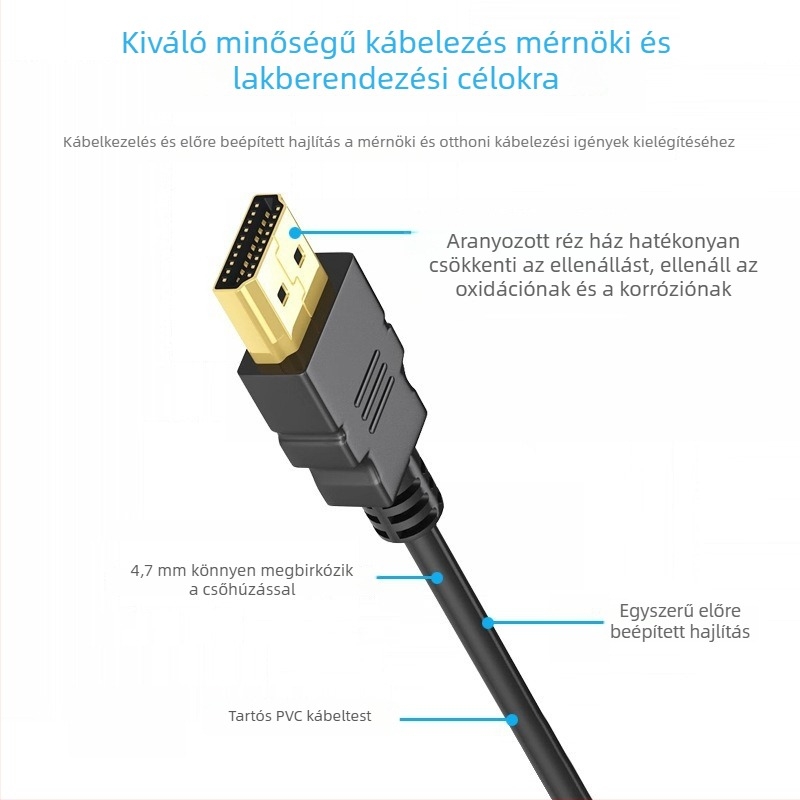 Mini HDMI a standard HDMI kábel monitorhoz és TV-hez, 4K, teljes réz, aranyozott kivitel, 5 m hosszú, adapterkábel