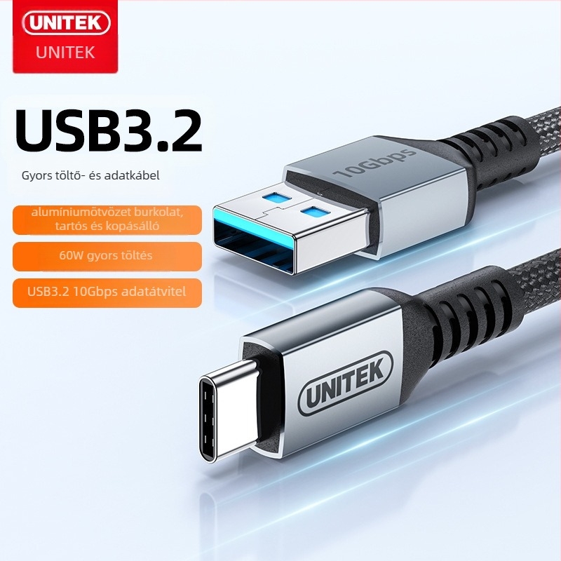 USB 3.2 Type-C gyors töltésű adatkábel, 1 m, oxigénmentes réz, 3A, mobiltelefonok és laptopok számára – Superior C14153a