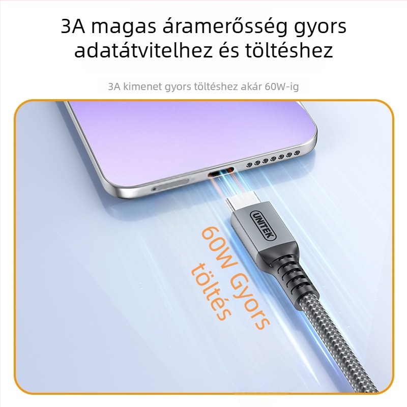 USB 3.2 Type-C gyors töltésű adatkábel, 1 m, oxigénmentes réz, 3A, mobiltelefonok és laptopok számára – Superior C14153a