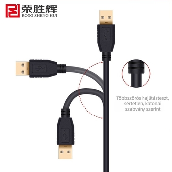 USB 2.0 nyomtató adatkábel, A–B toldó, oxigénmentes réz, hosszok 1 m, 1,5 m, 2 m, 3 m, 5 m, 8 m