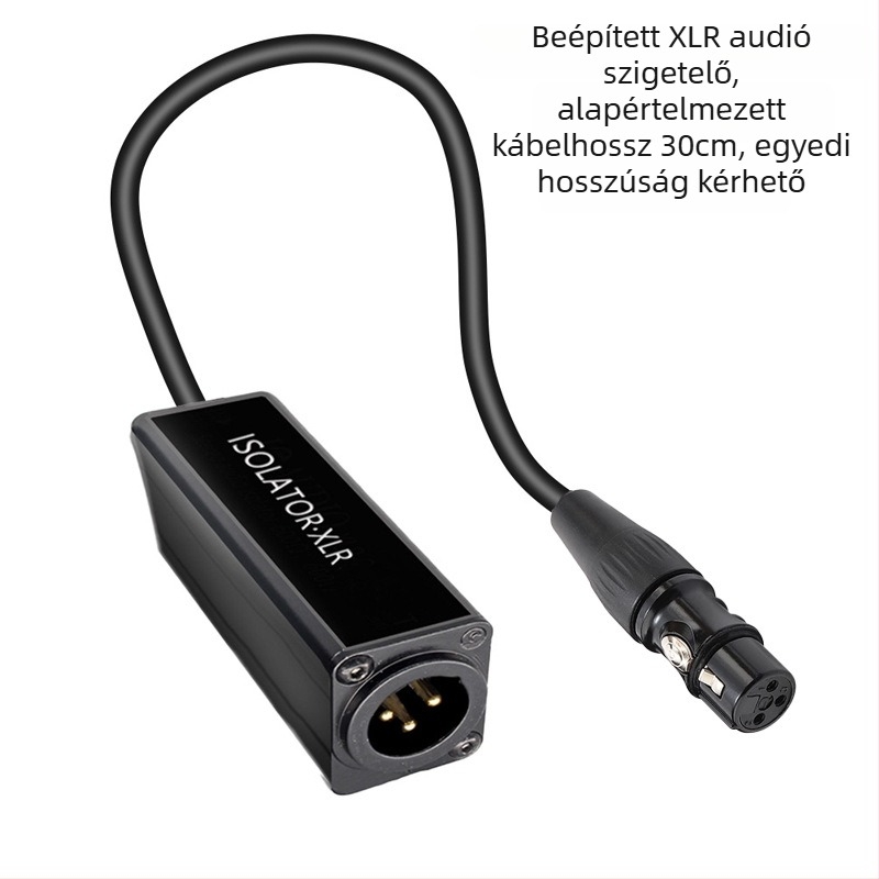 XLR hangszigetelő adapterkábel, modell XLRFM, rézmag, hangkimeneti interfész, egyfejű csatlakozó