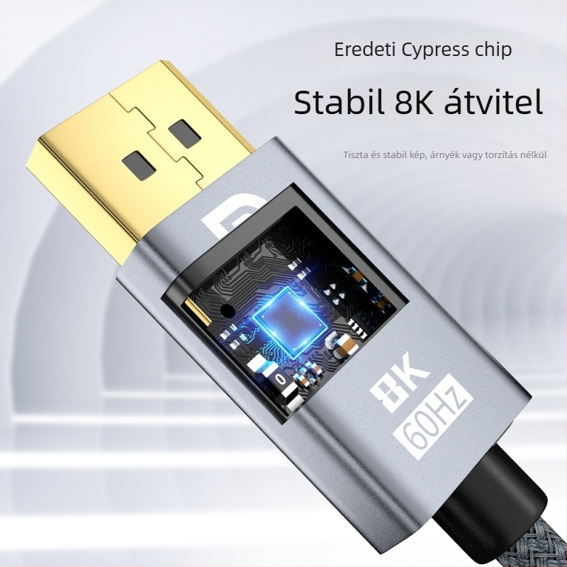 Type-C to HDMI adapter kábel 8K60Hz támogatással, laptopokhoz és okostelepekhez, aranyozott csatlakozók, ónnal bevont réz vezető, hossz 2m vagy 3m
