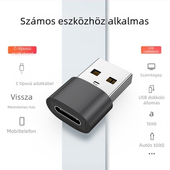 USB-A férfi - USB-C női OTG adapter PD gyors töltés és adatátvitel