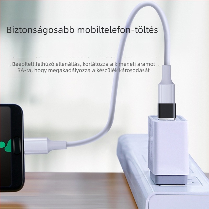 USB-A férfi - USB-C női OTG adapter PD gyors töltés és adatátvitel