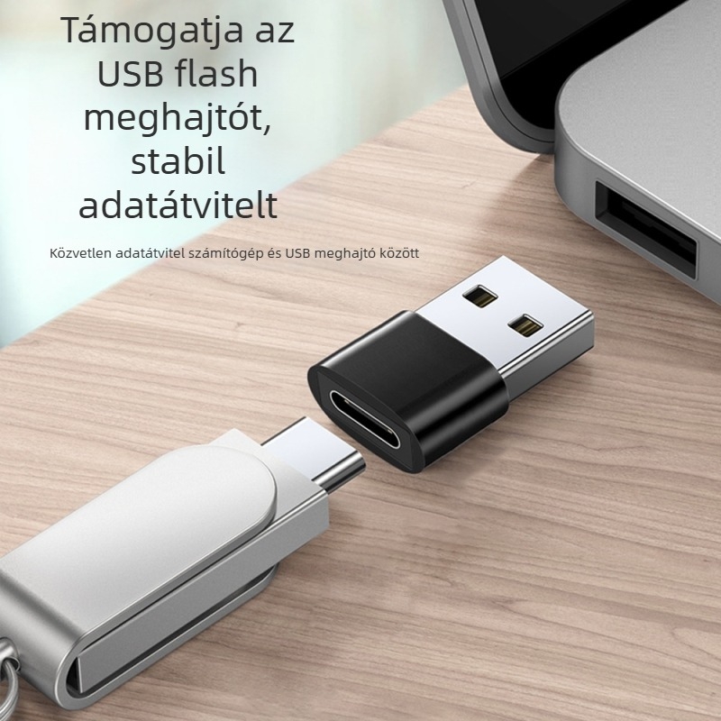USB-A férfi - USB-C női OTG adapter PD gyors töltés és adatátvitel