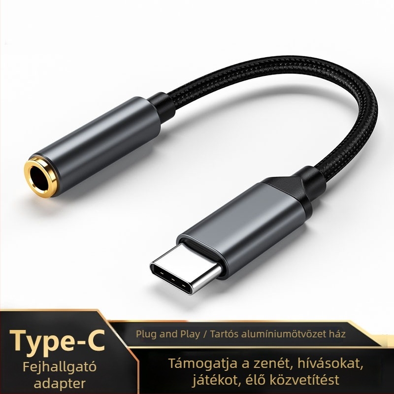 3,5 mm-es audio kábel Android telefonokhoz, Type-C digitális audio adapter és Type-C fejhallgató adapter; Kompatibilis Xiaomi, Huawei, OPPO