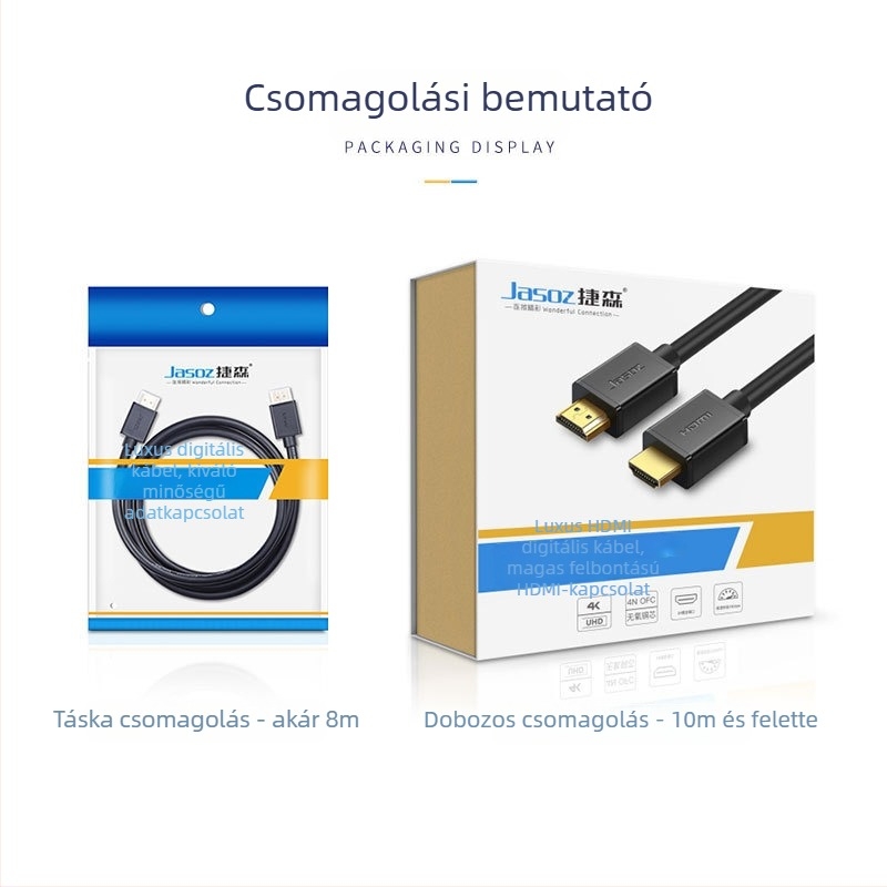Jetson HDMI kábel 2.0, 4K támogatás, oxigénmentes réz, aranyozott csatlakozók, 20 m hosszú, HDMI férfi-férfi