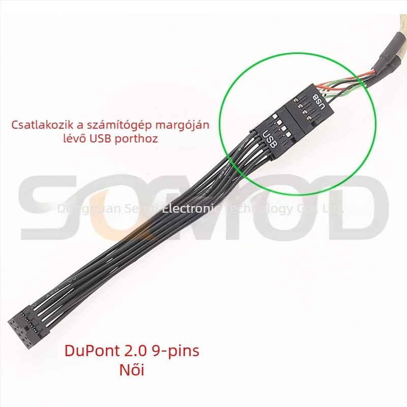 sqmOD DuPont 2.0–ról 2.54–re adapterkábél USB-headerhez ipari alaplapokon, rézvezető