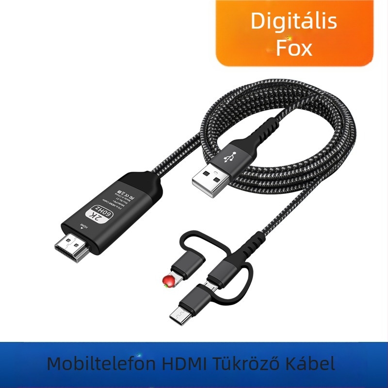 HDMI kijelzőkábel okostelefonokhoz — univerzális USB-C/Android 8 adapter Apple Type-C eszközökhez TV-hez, projektorhoz vagy monitorhoz