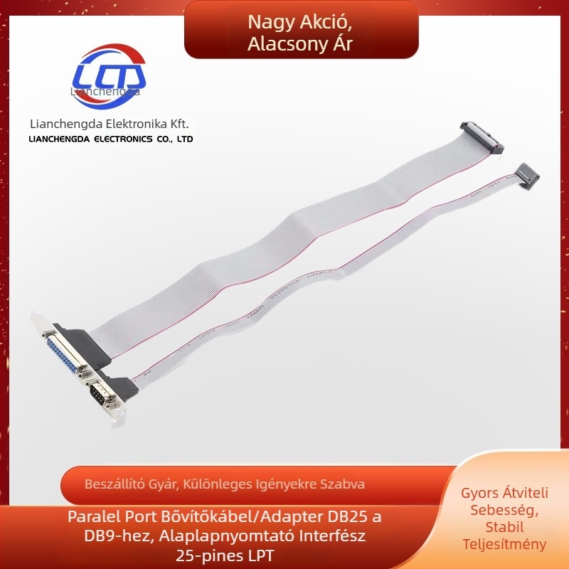 DB9–DB25 párhuzamos nyomtató-kábel PC-hez, 300 mm, réz, adapter-kábel, LPT 25-pin interfész