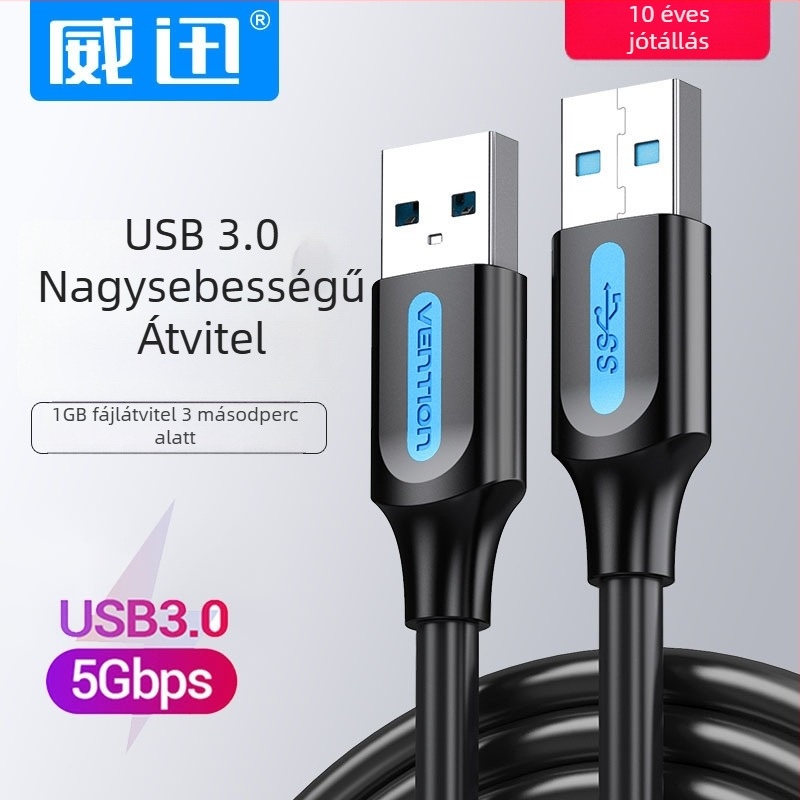 Weixun USB 3.0 kétvégű kábel, csatlakozó férfi–férfi, külső merevlemezekhez és set-top boxokhoz, USB adatátvitel, hűtés, töltés
