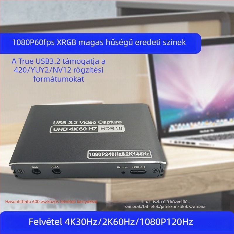 HDMI rögzítőkártya OZC10, AXD2900, USB-C, 4K60Hz/2K144/1080P240, minden operációs rendszerrel kompatibilis