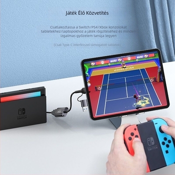 USB 2.0 videó rögzítő kártya Switch/PS4/PC-hez, 1080P, Windows-kompatibilis, fejlett chip, 1 év garancia