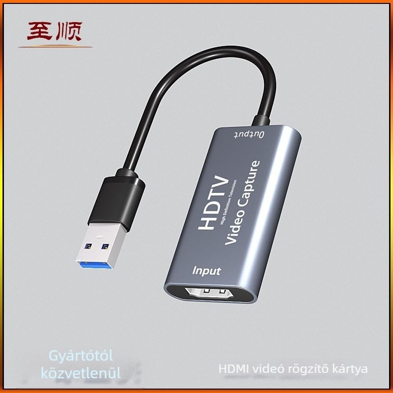 HDMI–USB videókapcsoló kártya játékokhoz és felvételhez, 1080p60 kimenet, MS2109S chip, USB interfész, minden operációs rendszerrel kompatibilis