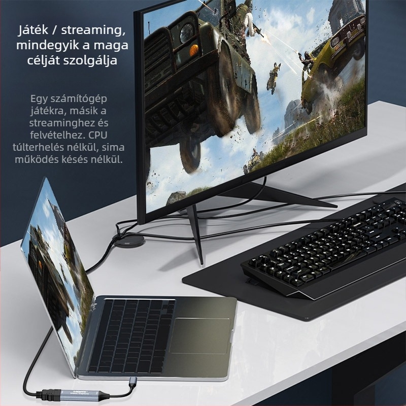Videókártya rögzítés 2.0, 4K felbontás, Type-C csatlakozó, Windows-kompatibilis, 1 éves garancia