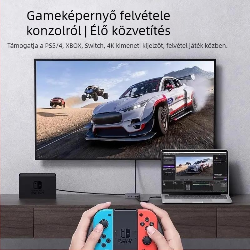 4K USB videó rögzítő kártya loop-out funkcióval, Windows-kompatibilis, PS5, Switch és kamerákhoz