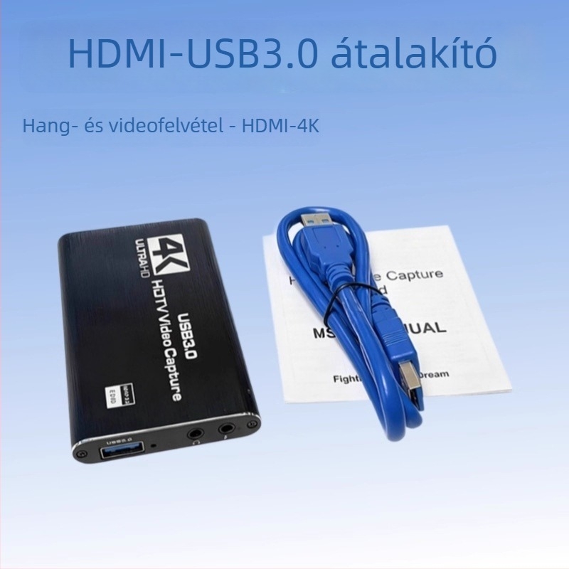 HDMI 4K USB 3.0 videó rögzítő kártya kamerákhoz és PC-hez - Minden operációs rendszerrel kompatibilis, élő közvetítés és felvétel