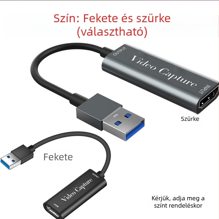 USB videó rögzítő kártya HU-02, 1080p60 felbontás, MS2109 chip, USB interfész, 1 év garancia