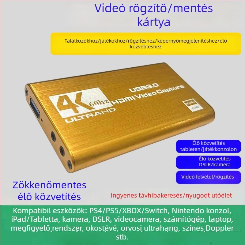 4K60 USB felvevő kártya, Windows kompatibilis, Philips chip, OEM lehetőség, 60fps