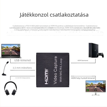 HDMI USB 2.0 videófelvételi kártya AY 013, 1080p, USB interfész, Mac OS kompatibilis