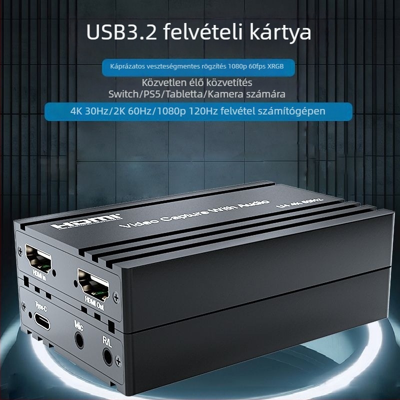 HDMI videó rögzítő kártya USB interfésszel, 4K60Hz, Windows-kompatibilis, PS4/5 NS/Switch (Wei Liao)