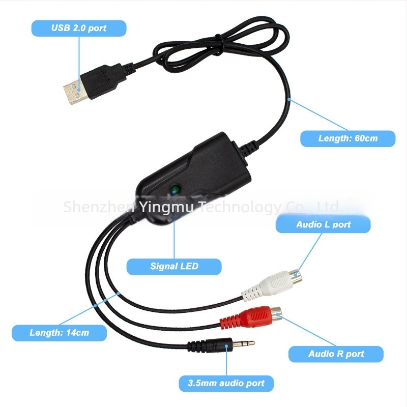 USB audió rögzítő kártya, YMK005 modell, USB interfész, Windows-kompatibilis