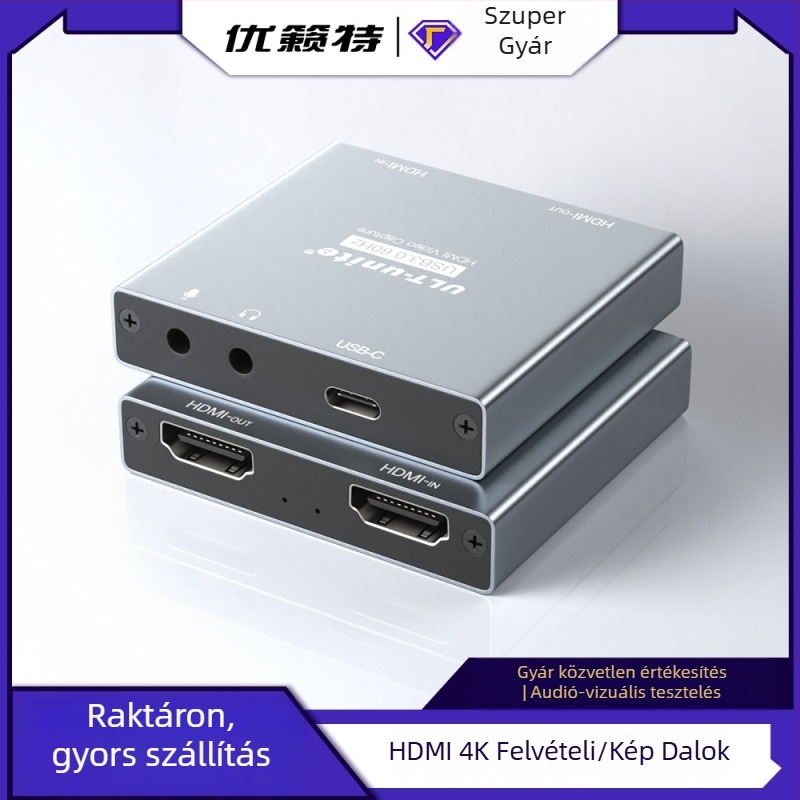 USB 3.0 videófelvevő kártya — 4K/30Hz, HDMI interfész, MS2131 chip, kompatibilis minden operációs rendszerrel