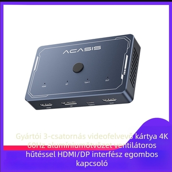 acasis VC-008 4K60 USB videófelvételi kártya – 3 az 1-ben, egy kattintásos váltás, kompatibilis minden operációs rendszerrel