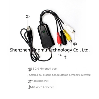 USB 2.0 videó felvevő kártya – AV S-Video/CVBS hanggal, modell K003, 480P felbontás