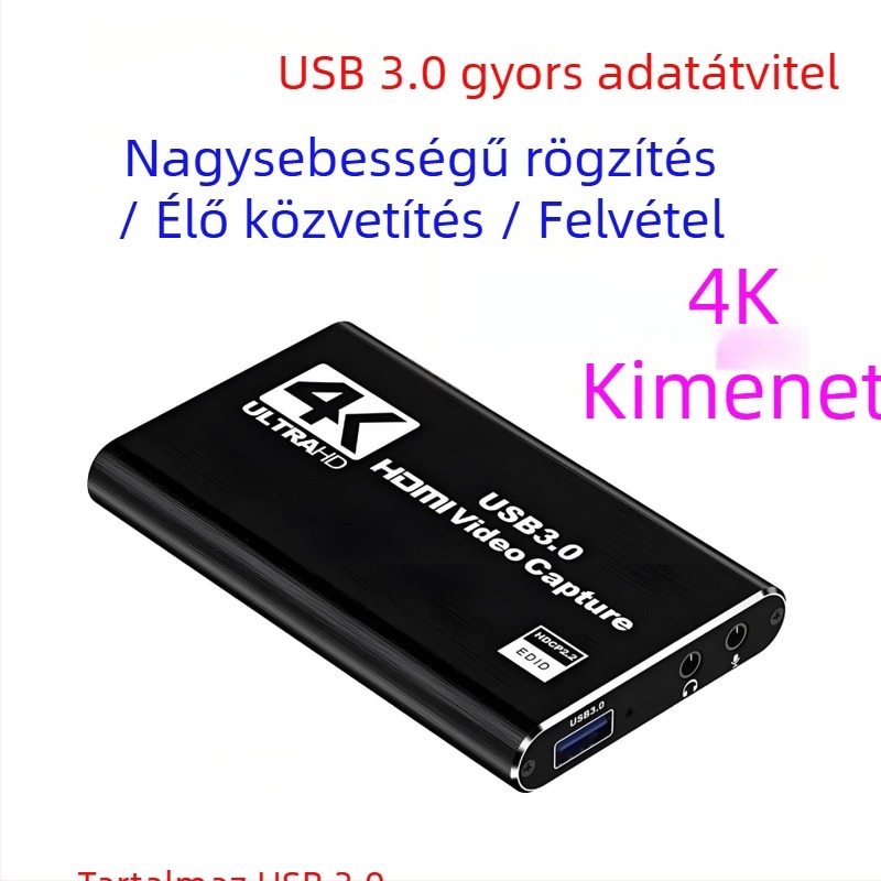 HDMI rögzítő kártya loop-out kimenettel, USB 3.0, 4K60Hz, Windows-kompatibilis, modell LQC002
