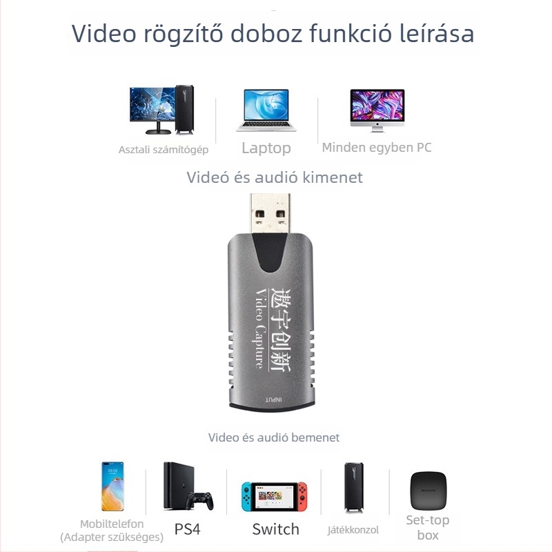 Aoyu Innovation HDMI videó rögzítő kártya USB-hoz — 1080p, MS2109 chip, modell HU-03