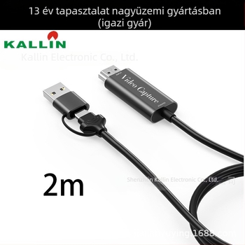 USB-C 4K60Hz HDMI videó rögzítő kártya, 2 m kábellel, MS2109 chip, Linux kompatibilis
