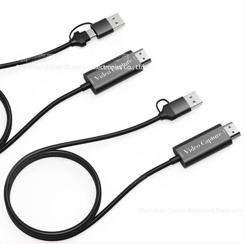 USB-C 4K60Hz HDMI videó rögzítő kártya, 2 m kábellel, MS2109 chip, Linux kompatibilis