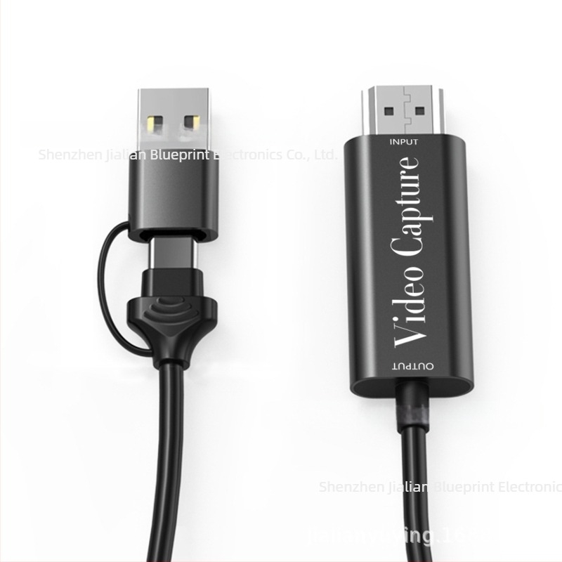 USB-C 4K60Hz HDMI videó rögzítő kártya, 2 m kábellel, MS2109 chip, Linux kompatibilis