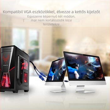 VGA osztó kábel 1x2 PC-hez projektor/TV-hez, 1.8 m, réz vezető, nikkel bevonat