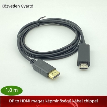 DP–HDMI adapter kábel chippel, DisplayPortból HDMI-be, 1,8 m rézmaggal