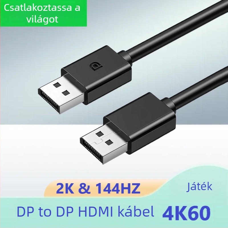 DP kábel, DP férfi–DP férfi, verzió 1.2, 4K60Hz, rézbevonatú acélmag